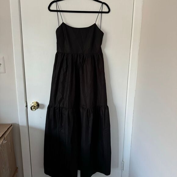 Commense‎ Boho Pleated Solid Black Backless Tiered Evening Cocktail Maxi Dress S - Picture 16 of 17